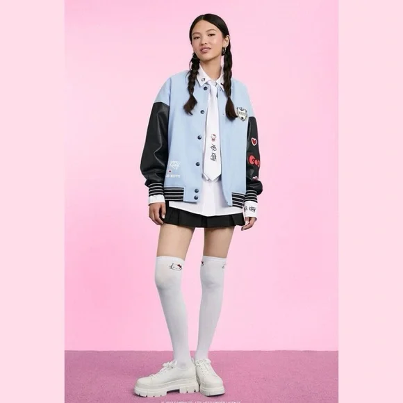 Hello Kitty Varsity Jacket – Light Blue & Black (XO, Kitty) - Picture 7 of 13